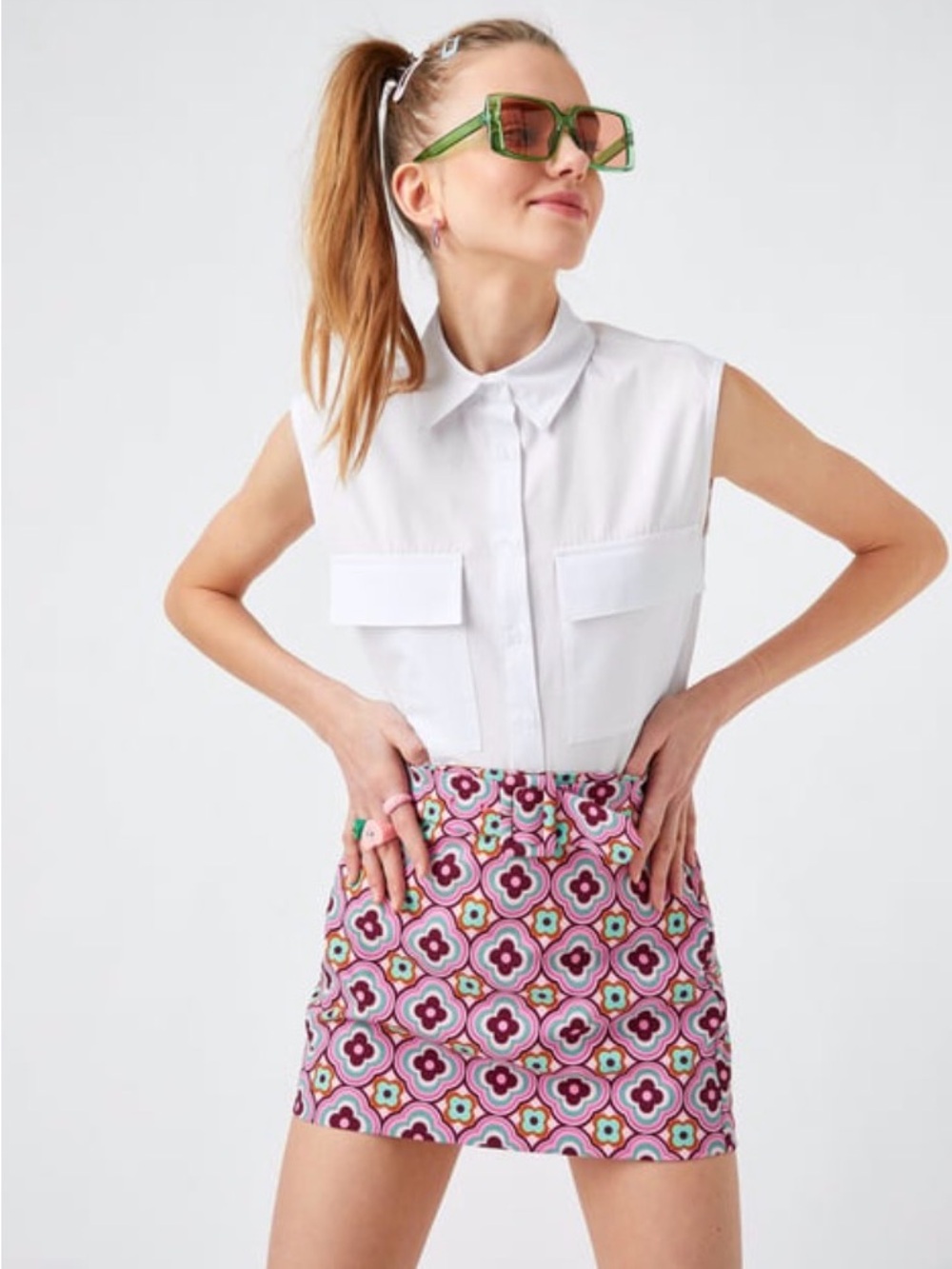 NWT Zara - Pink Geometric Mini Skirt